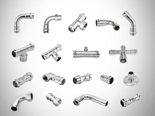 M Type / V Type Press Fit تركيبات تلميع تركيبات السباكة المصنوعة من الفولاذ المقاوم للصدأ