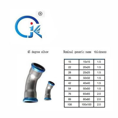 M Type V Profile Press Fittings Elbow 45316L الفولاذ المقاوم للصدأ 304 تركيبات للسباكة